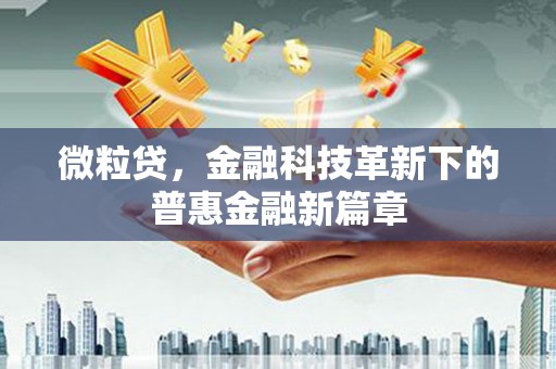 盐津微粒贷，金融科技革新下的普惠金融新篇章