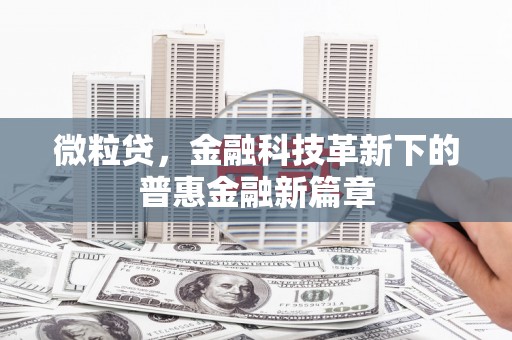 盐津微粒贷，金融科技革新下的普惠金融新篇章