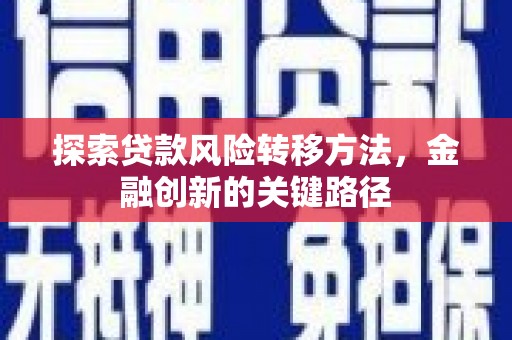 盐津探索贷款风险转移方法，金融创新的关键路径