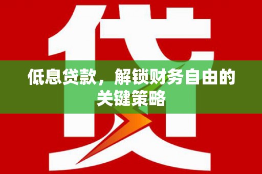 盐津低息贷款，解锁财务自由的关键策略
