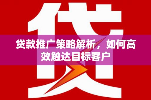 盐津贷款推广策略解析，如何高效触达目标客户