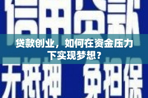 盐津贷款创业，如何在资金压力下实现梦想？