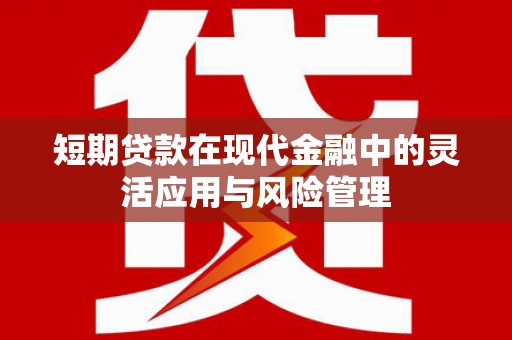 盐津短期贷款在现代金融中的灵活应用与风险管理